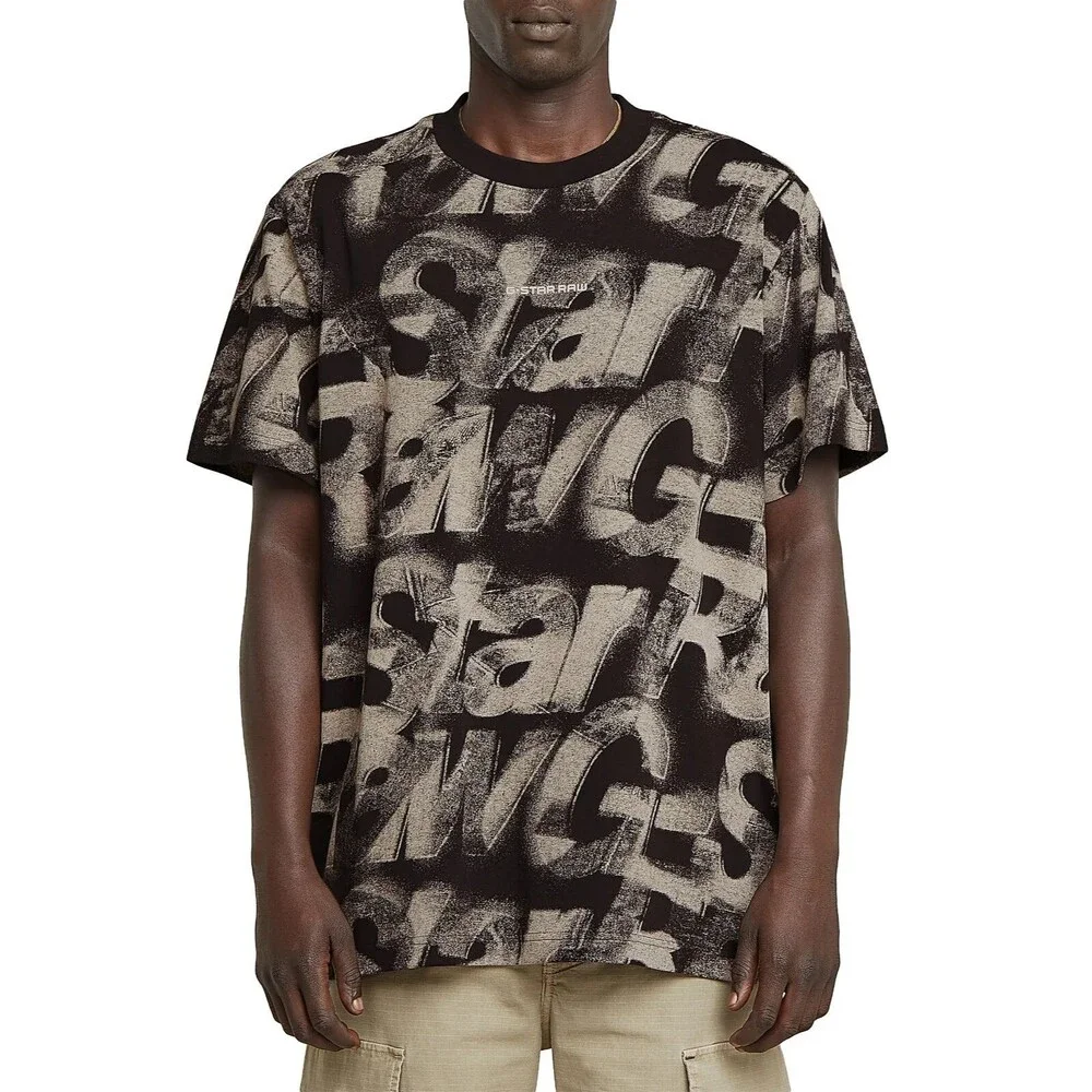 G-Star Raw T-Shirt, Mens XL, G-Star Light Chalk Sprayed Letters Crewneck T-Shirt - Picture 3 of 15